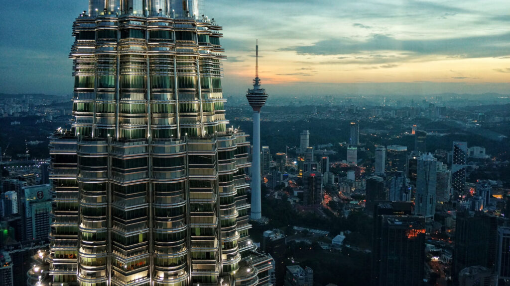 Vista desde el cielo de la ciudad de Kuala Lumpur en Malasia